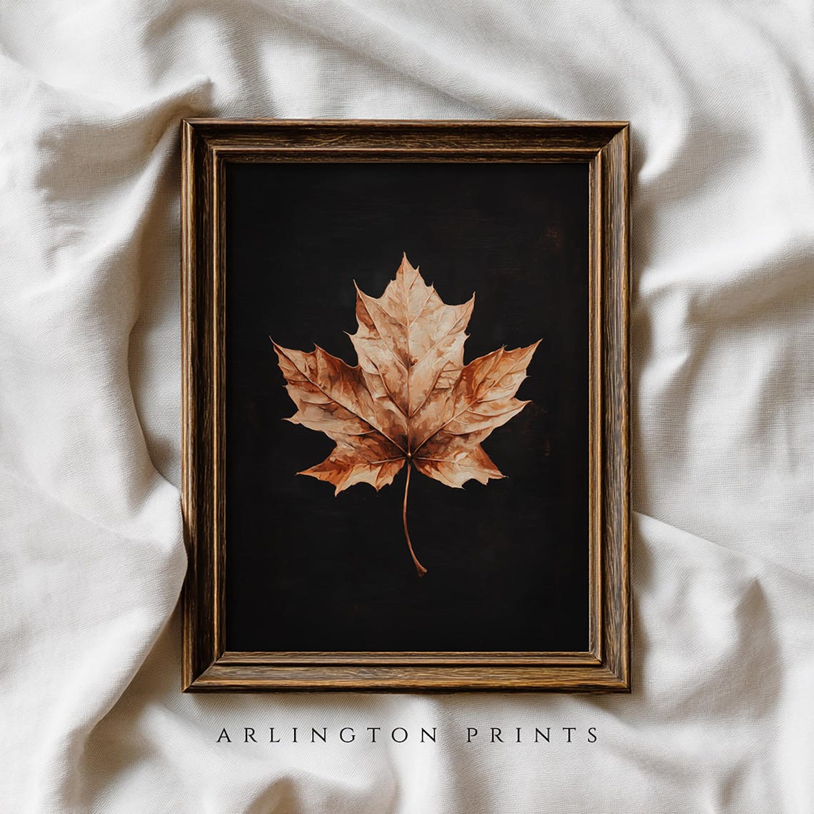 Moody Maple Leaf Dark Background Vintage Autumn Botanical Poster