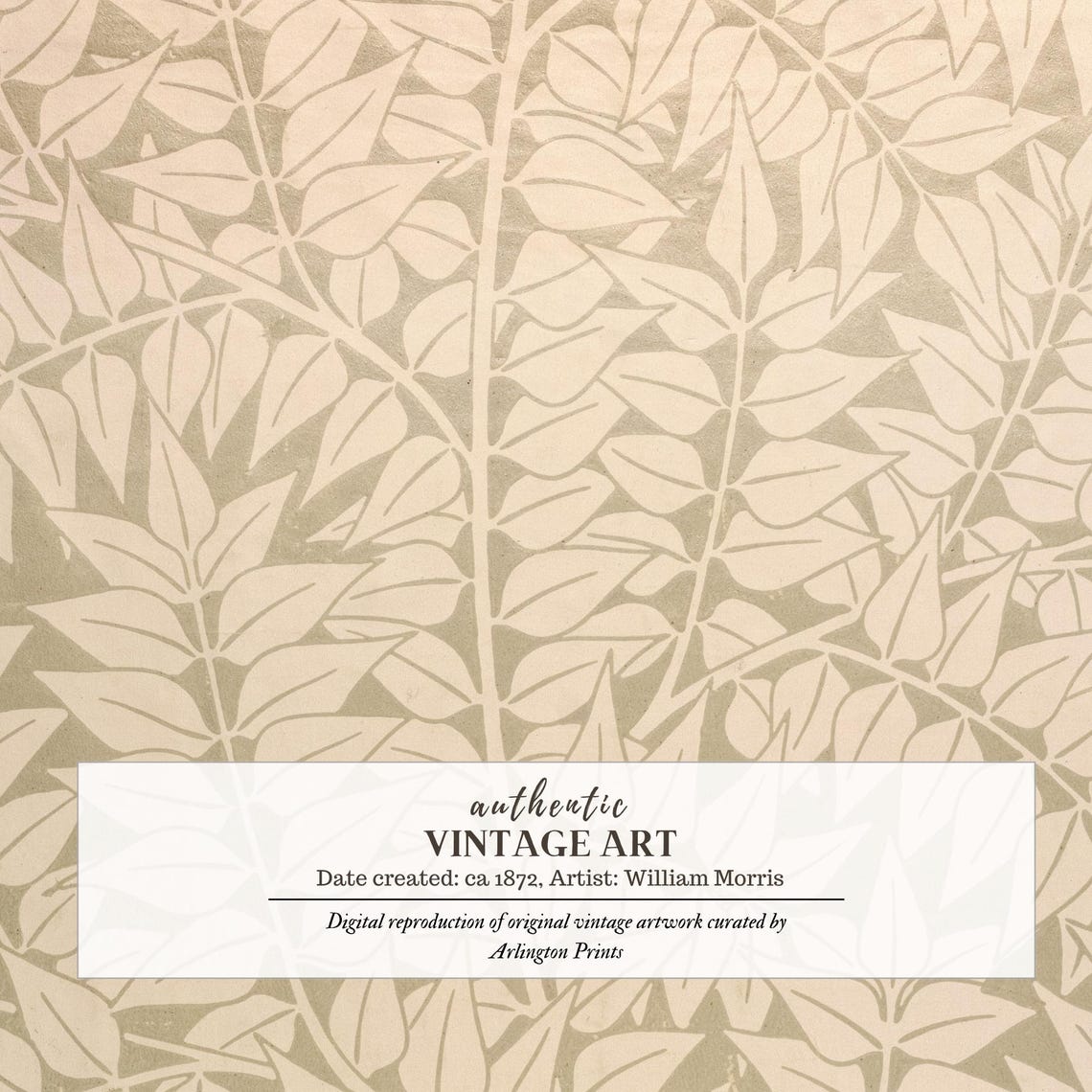 Elegant Sage Leafy Branch Pattern Arts and Crafts Style Print - Image 6
