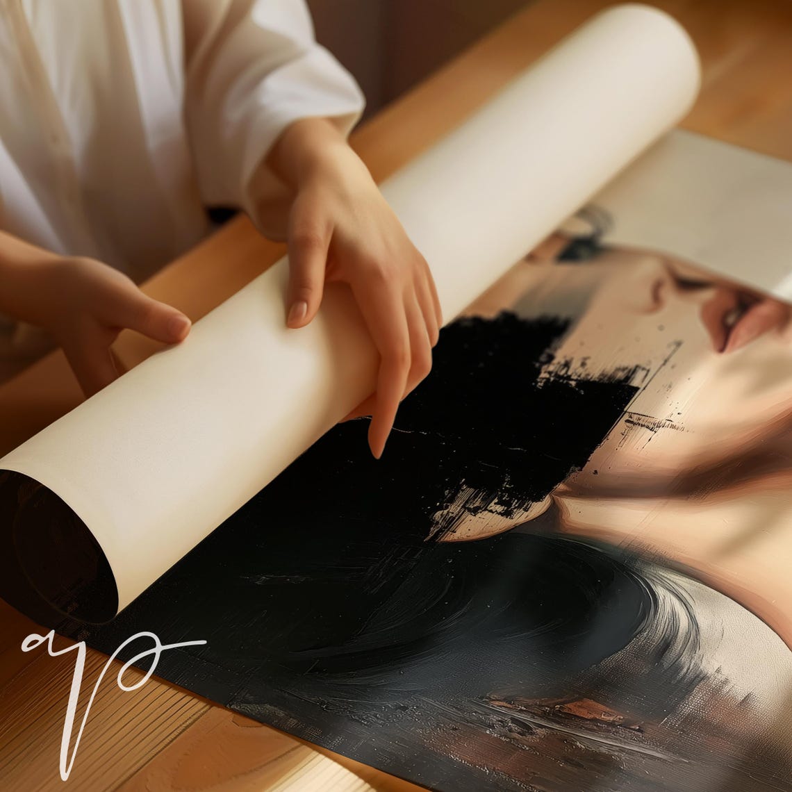 Abstract Woman Portrait Bold Black Brushstroke Modern Art Poster - Image 3