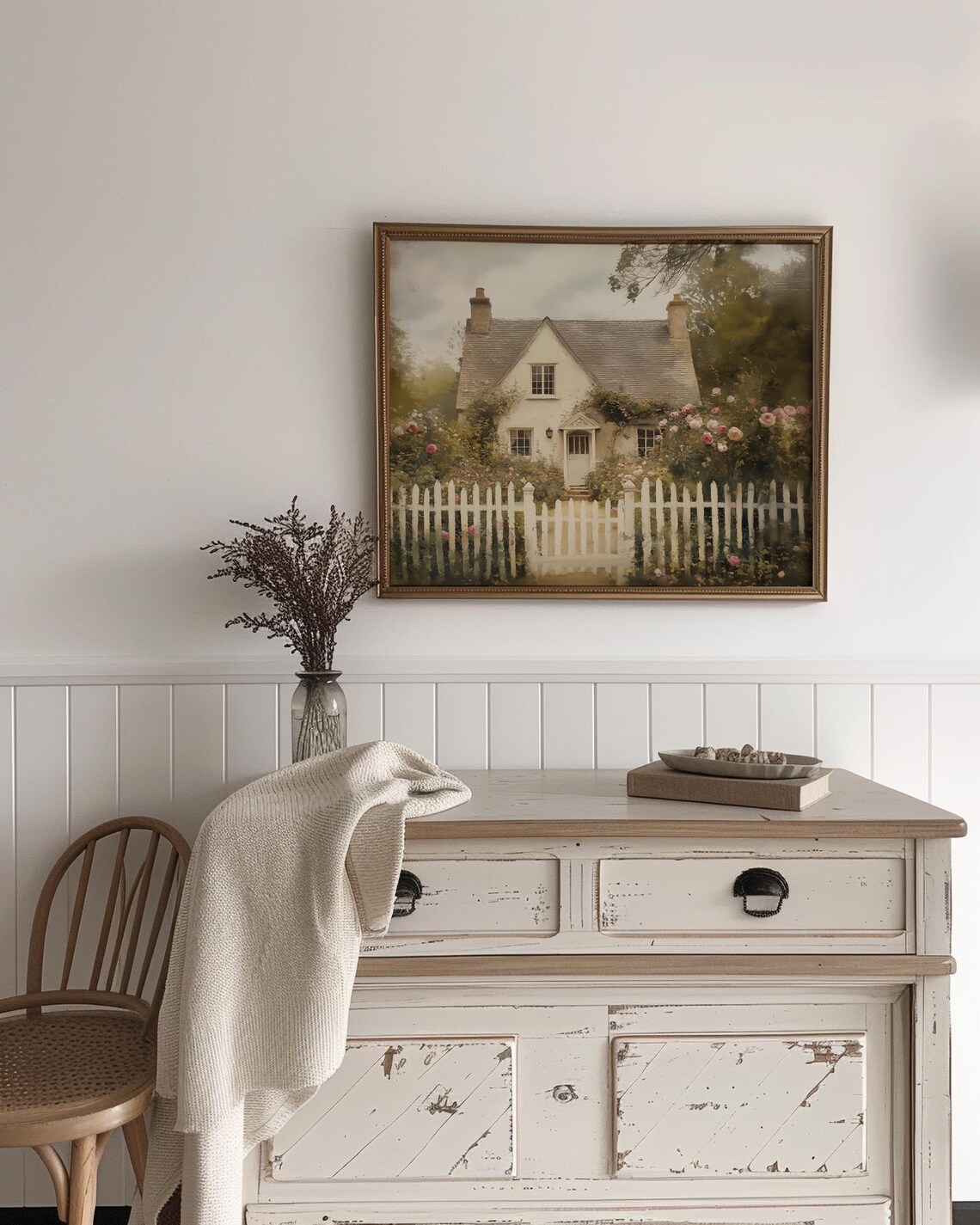 English Country Cottage Rose Garden White Picket Fence Poster - Image 4
