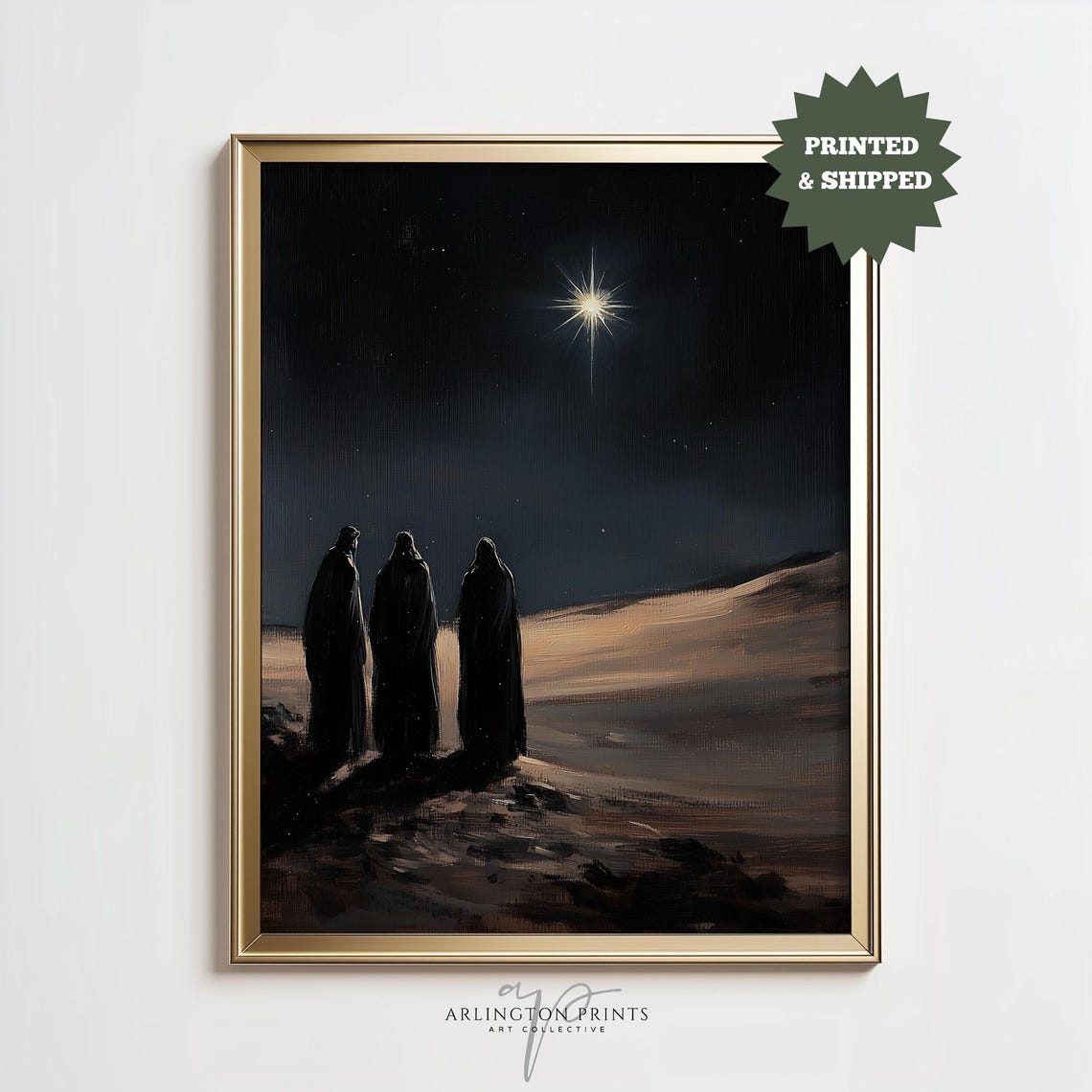 Three Wise Men Night Star Bethlehem Nativity Magi Silhouette Poster
