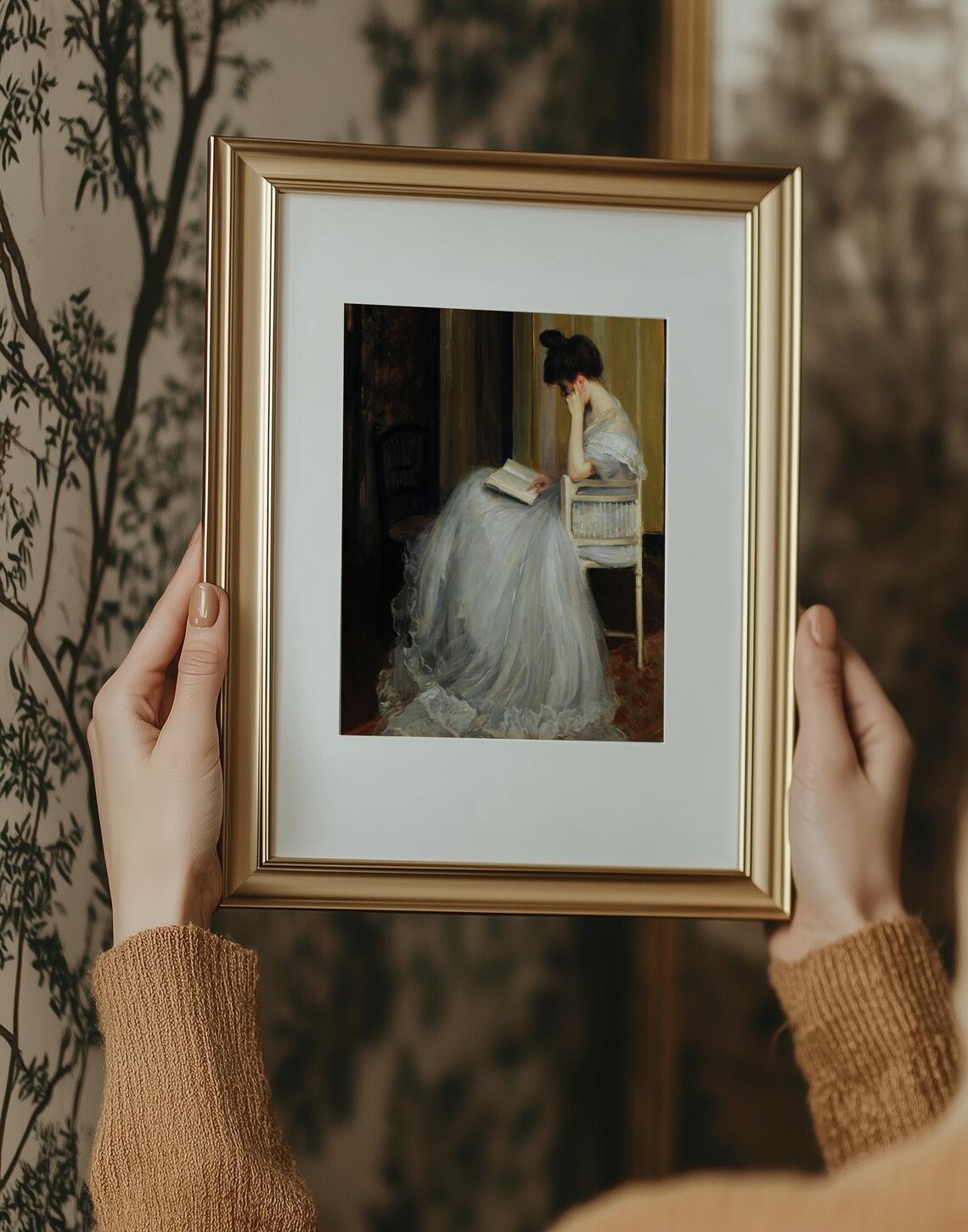 Vintage Classic Reproduction of a Lady Reading a Book Poster - Image 4