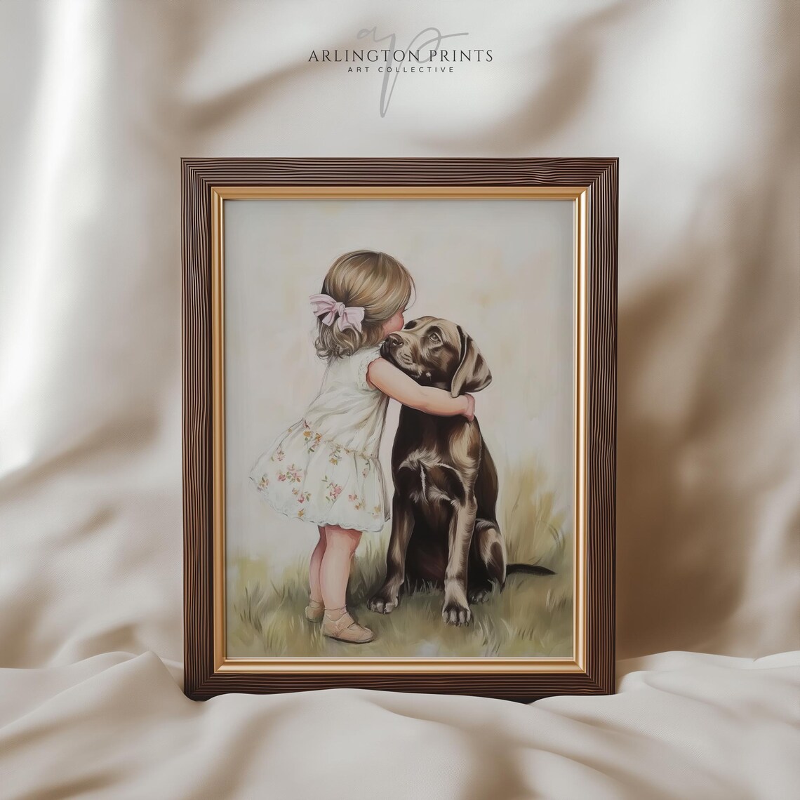 Girl And Dog Nursery Art, Coquette Wall Decor