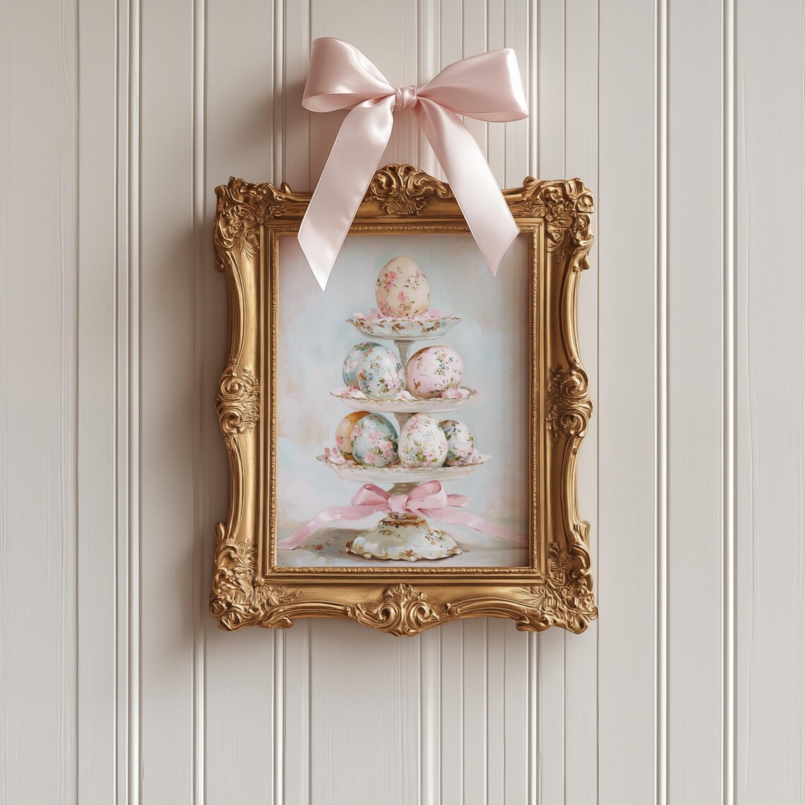 Pastel Coquette Easter Eggs Vintage Art Print - Image 4