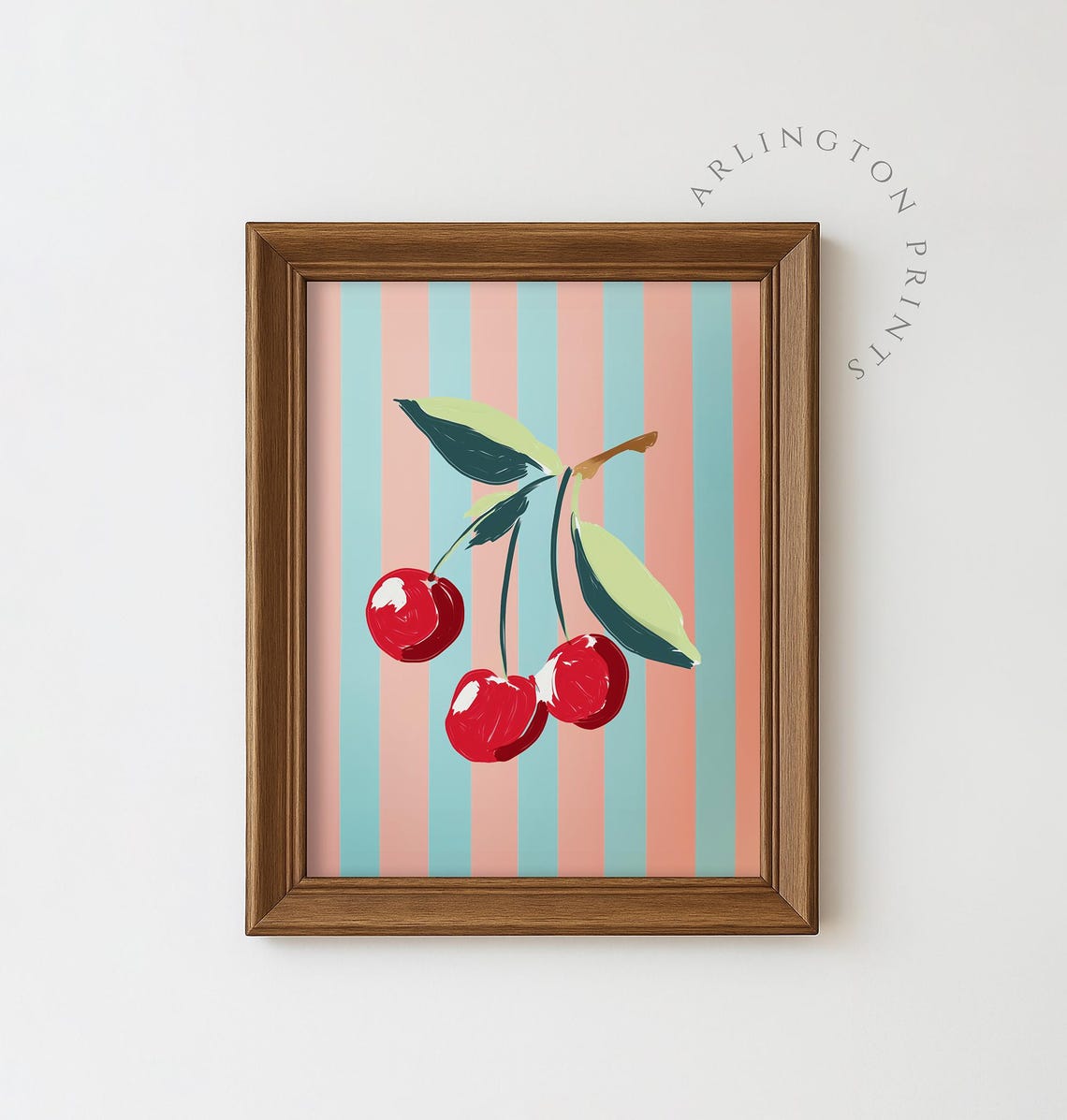 Retro Cherries Art Print, Trendy Kitchen Decor