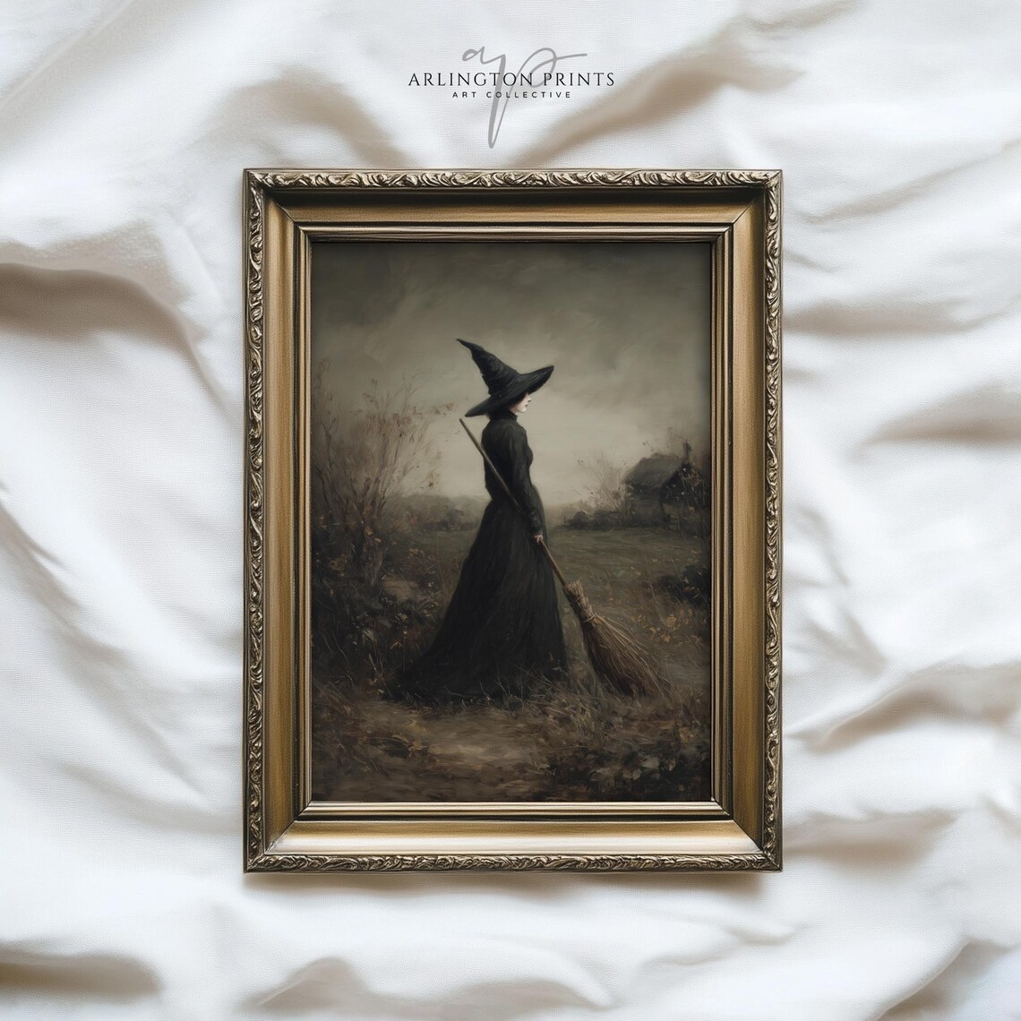 Halloween Witch Wall Art Dark Spooky Decor Gothic Painting Vintage Artwork Bc14