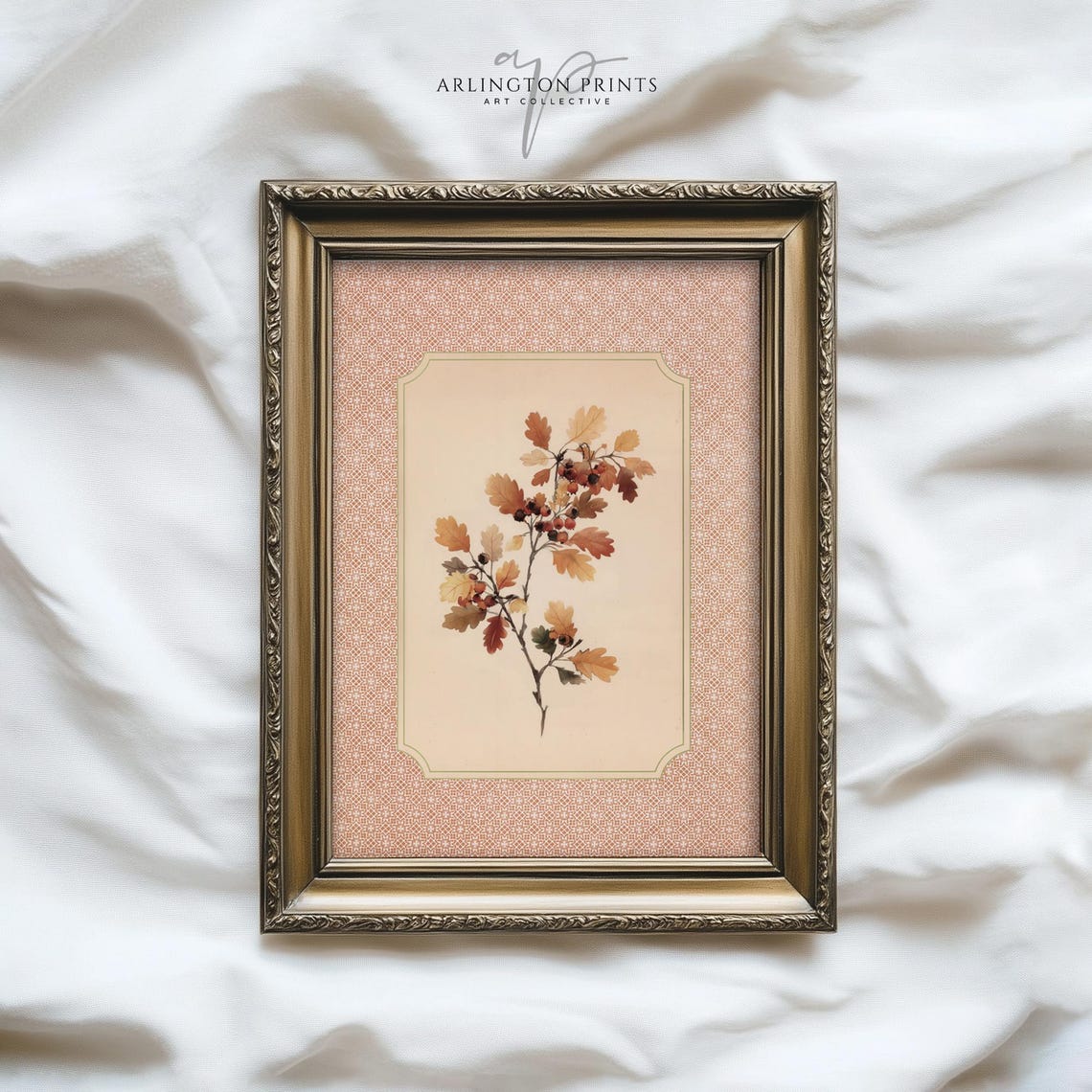 Vintage Autumn Oak Branch Botanical Rustic Fall Foliage Poster
