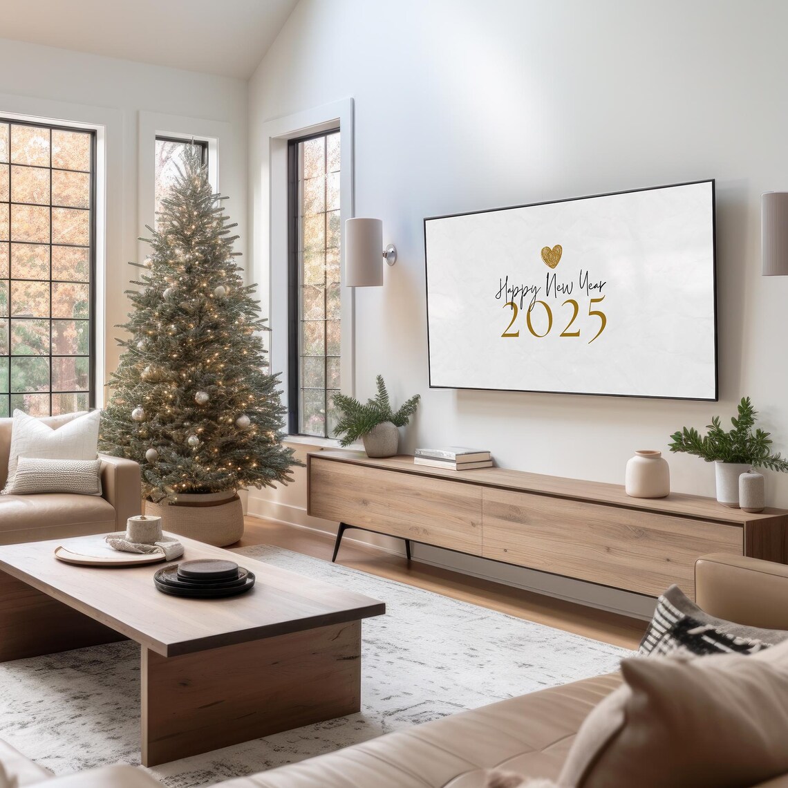 Happy New Year 2025 Gold Heart Elegant Minimalist Typography Poster - Image 3