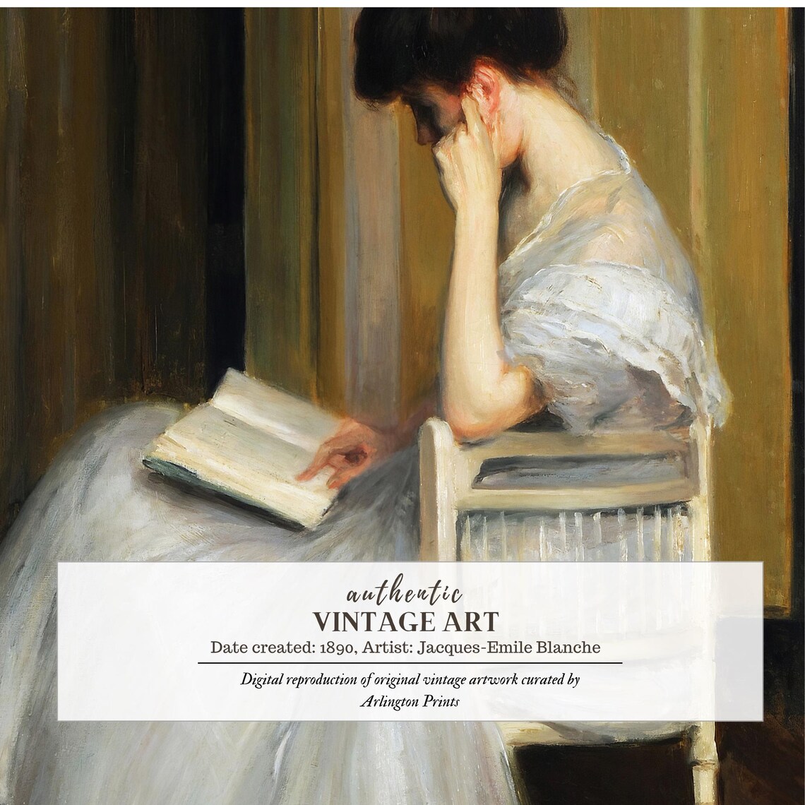 Vintage Classic Reproduction of a Lady Reading a Book Poster - Image 6