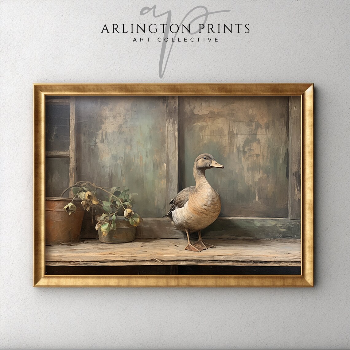 Vintage Mallard Art Print, Rustic French Country