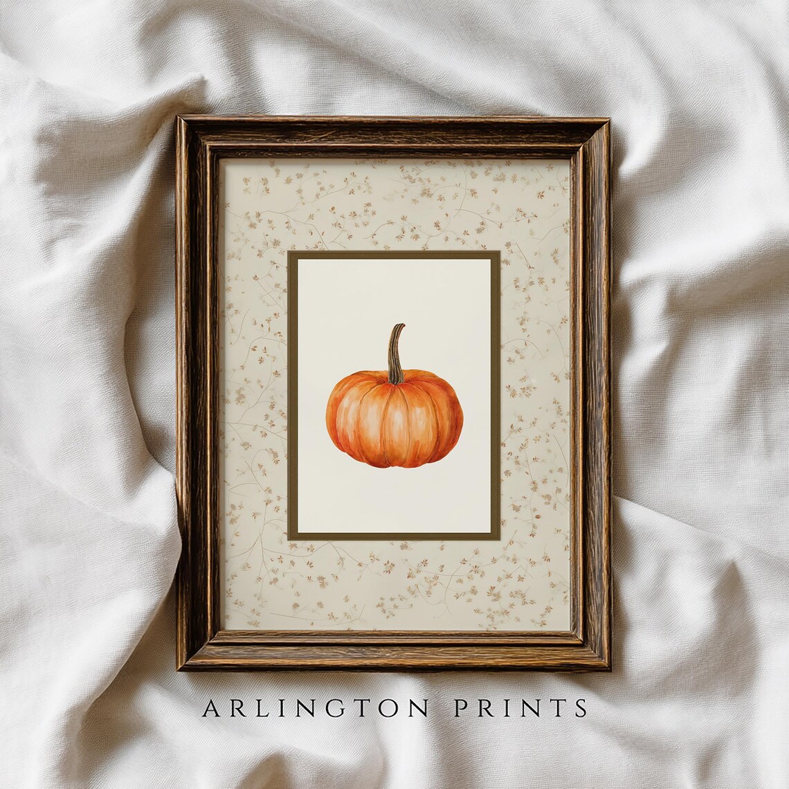 Simple Watercolor Pumpkin Cozy Autumn Harvest Home Decor Print