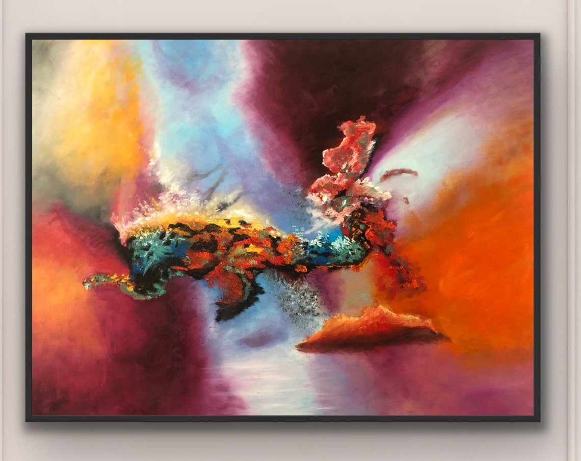 Fiery Red Abstract Painting Bold Modern Art Dynamic Warm Tones Poster - Image 2