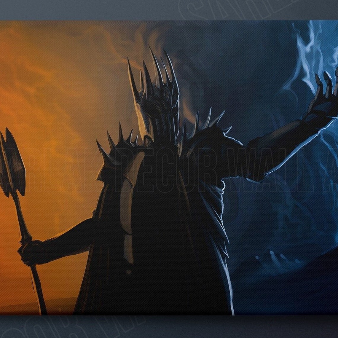 Sauron Dark Lord Spiked Armor Silhouette Dramatic Fantasy Movie Poster