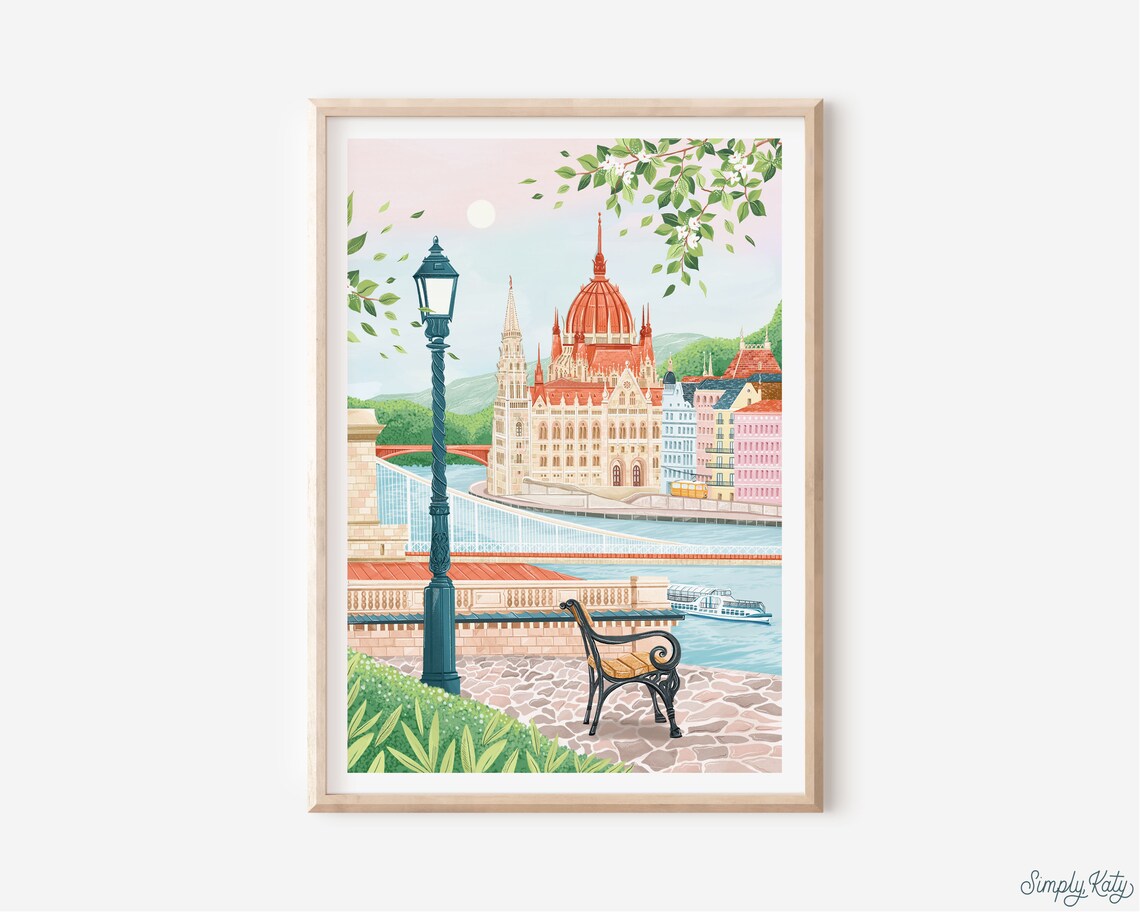 Budapest Hungary Travel Poster, Living Room Decor - Image 2