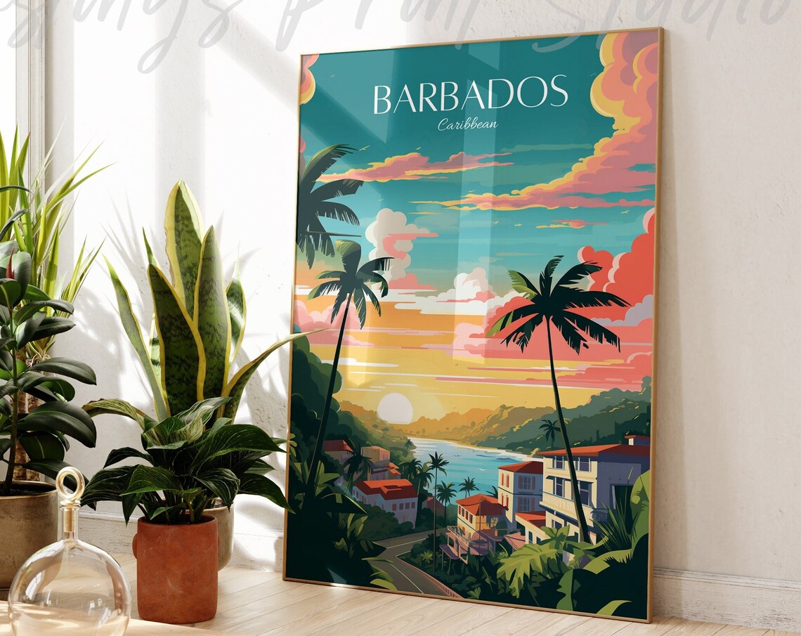 Barbados Vintage Caribbean Island Travel Poster