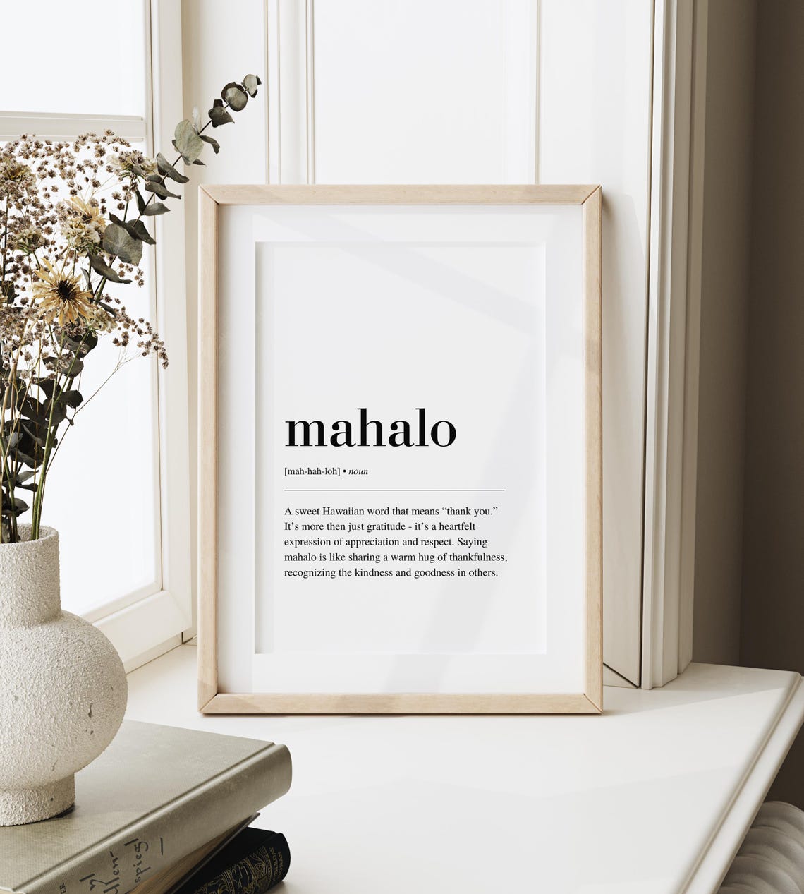Mahalo Definition Hawaiian Thank You Dictionary Typography Poster - Image 2