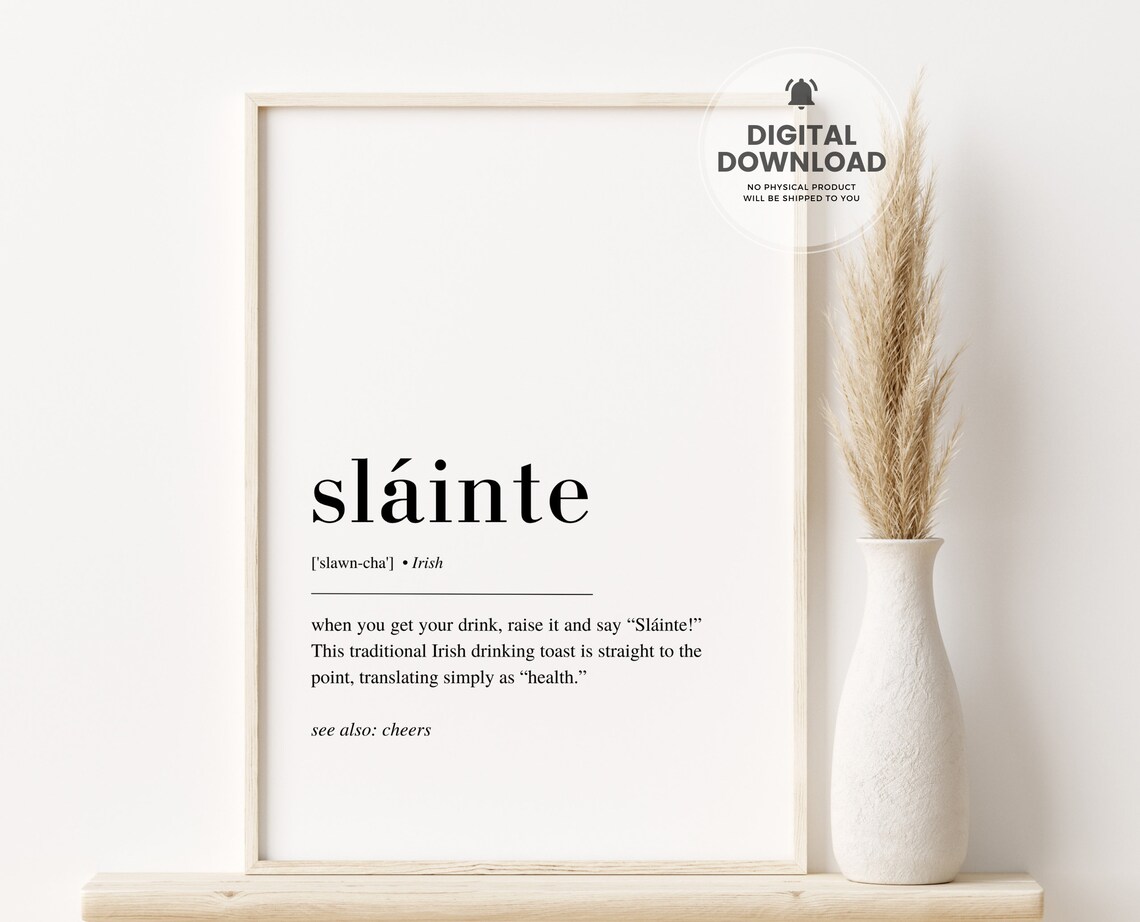 Slainte Irish Cheers Bar Decor Wall Art Print