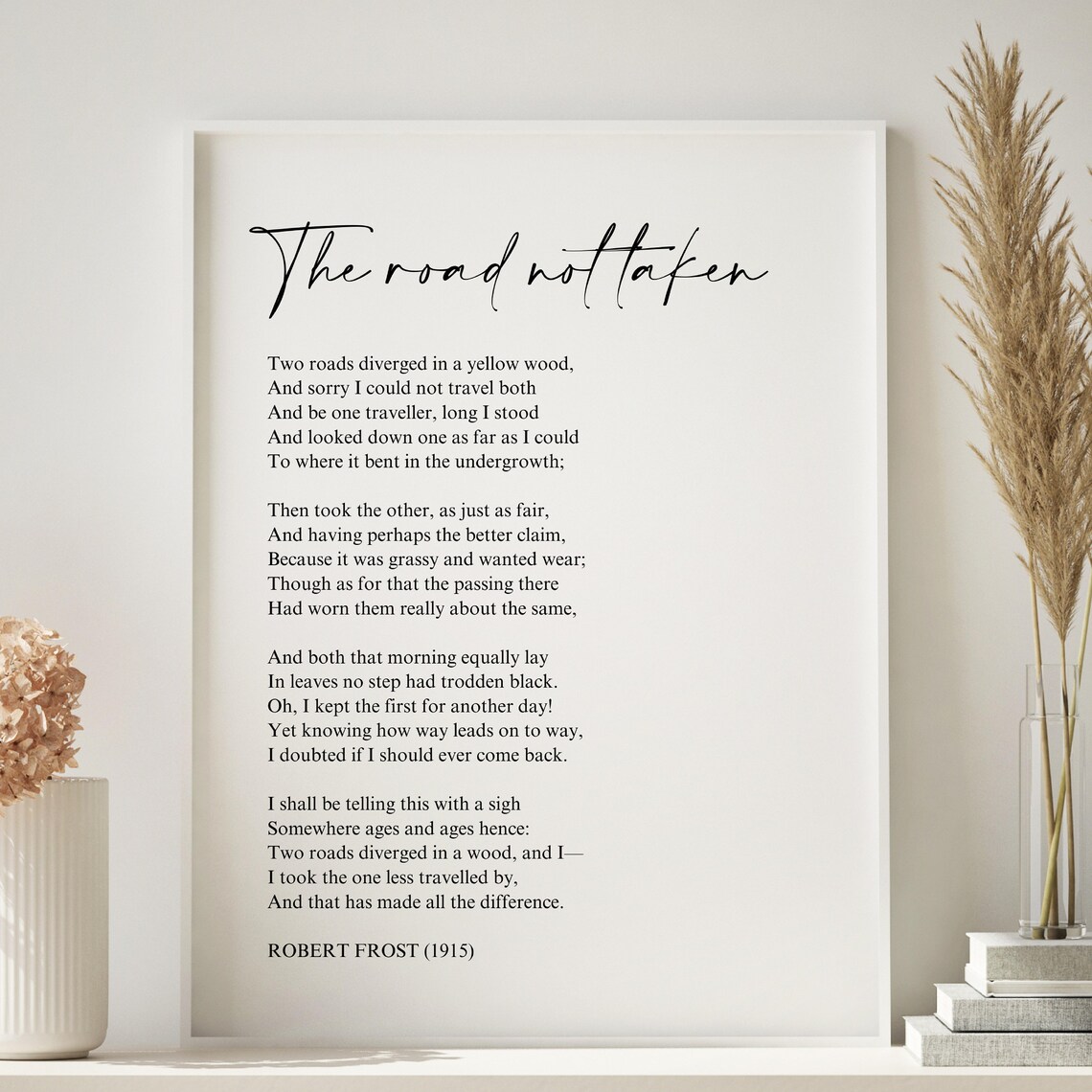 The Road Not Taken by Robert Frost, Poem Art Print