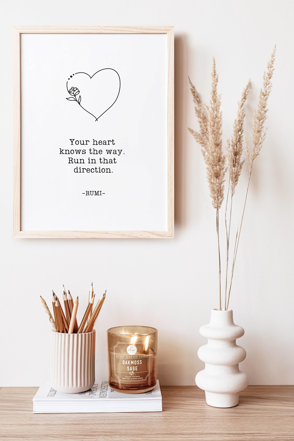 Rumi Quote Your Heart Knows The Way Inspirational Poem Wall Art - Image 6