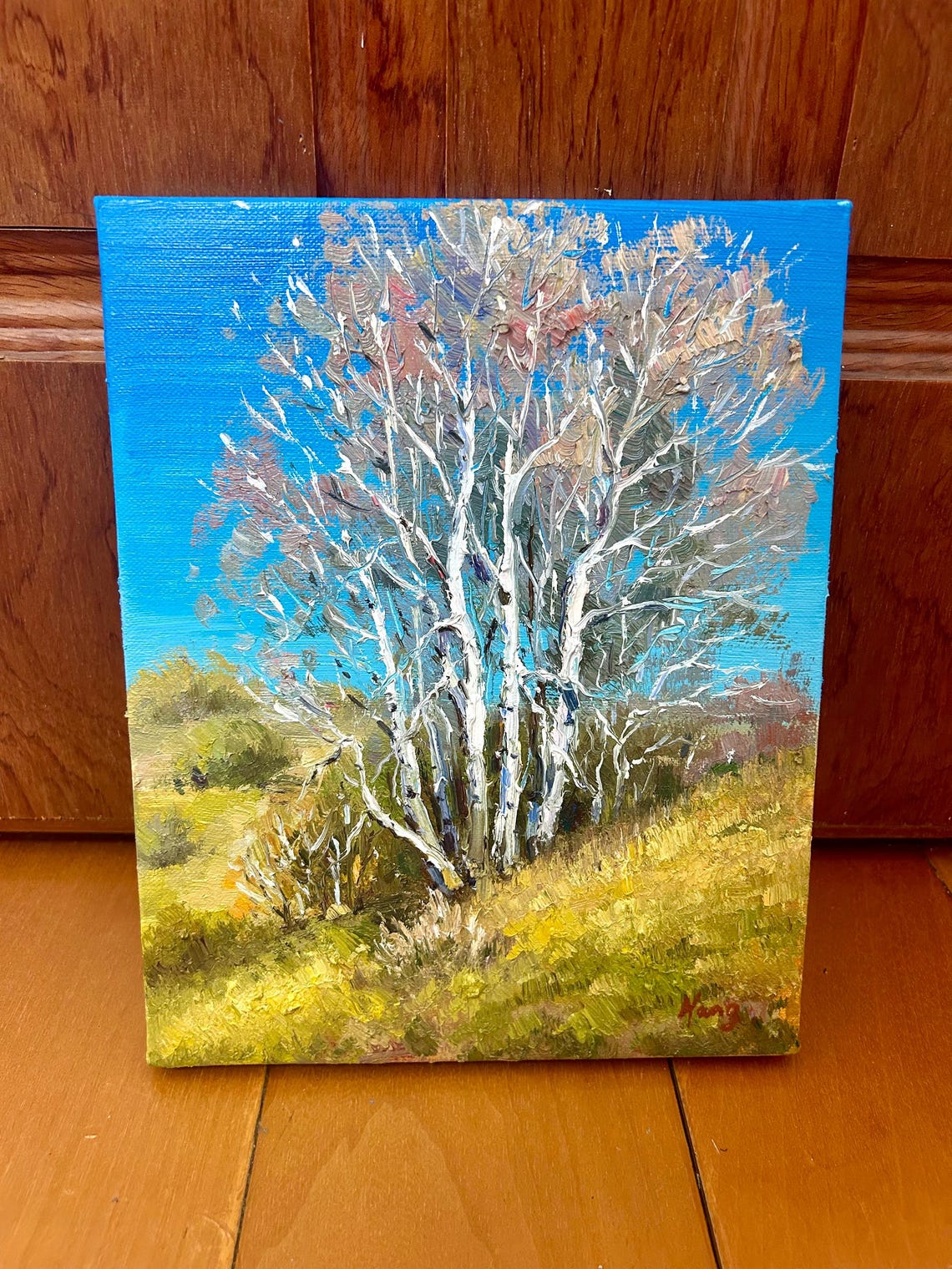 Birch Oil Painting On Original Landscape Oil Painting Art Small Oil Painting Wall Art Home Decoration Special Gift - Image 2
