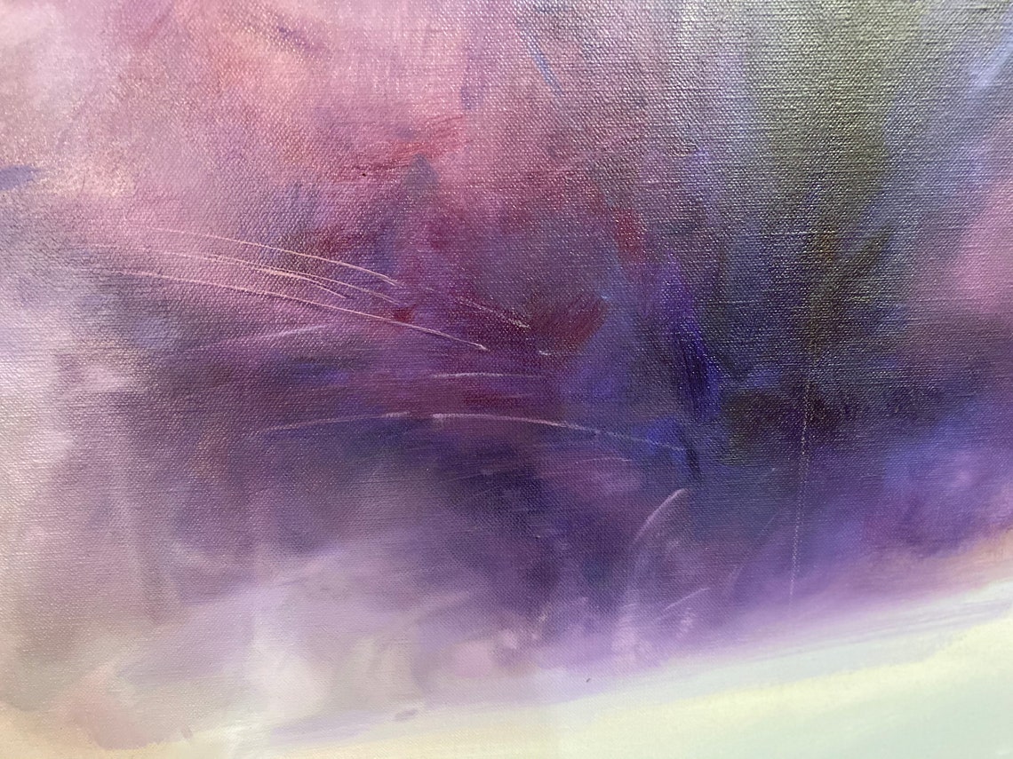 Siamese Cat Blue Eyes Peeking Through Plastic Sheet Oil Painting Print - Image 3