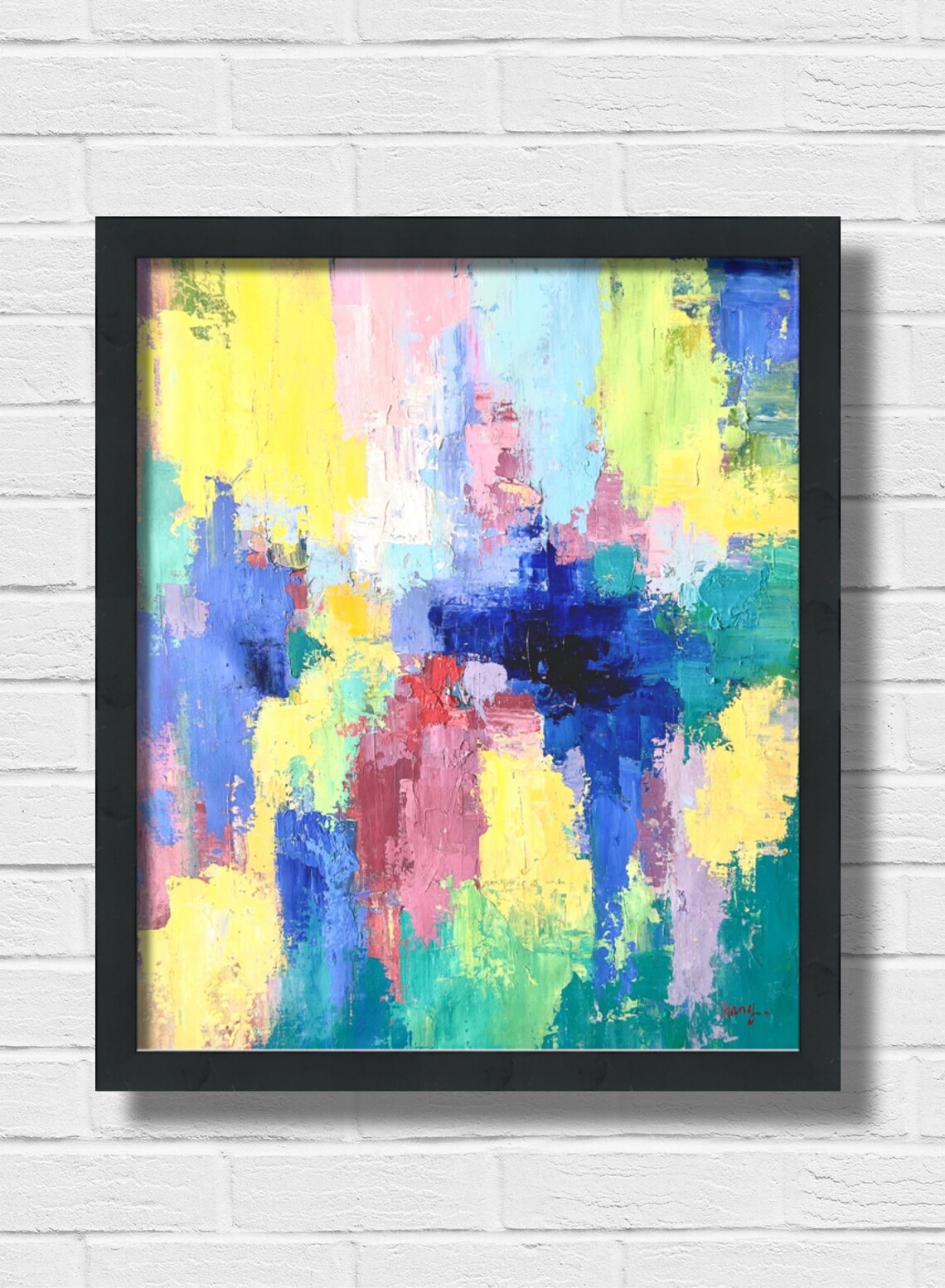 Colorful Abstract Rainbow Strokes Joyful Modern Oil Art Print