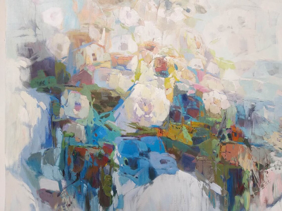 Soft Pastel Abstract Dreamy Color Wash Modern Oil Canvas Art Print