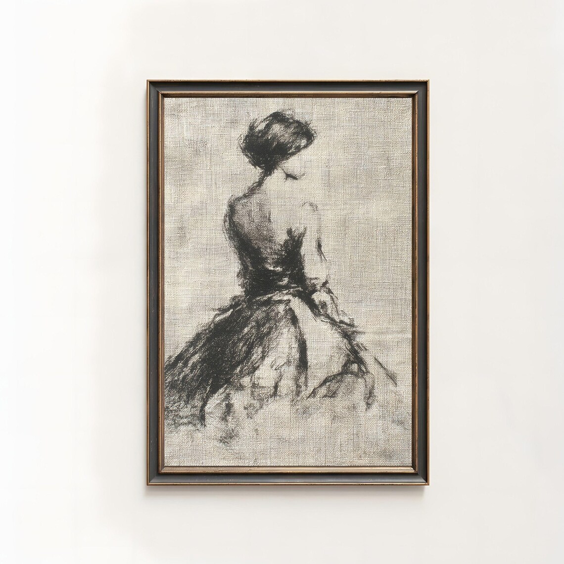 Rustic Female Silhouette Sketch Minimalist Charcoal Figure Wall Art 62