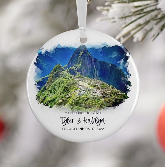 Machu Picchu Peru Travel Poster, Personalized Ornament