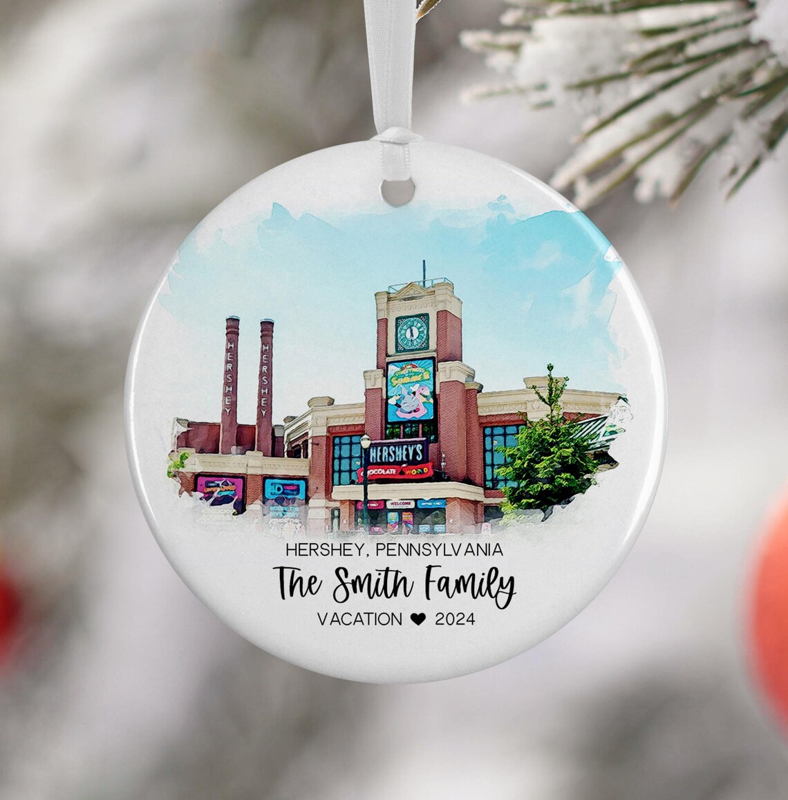 Hershey Pennsylvania Ornament Watercolor Travel Poster