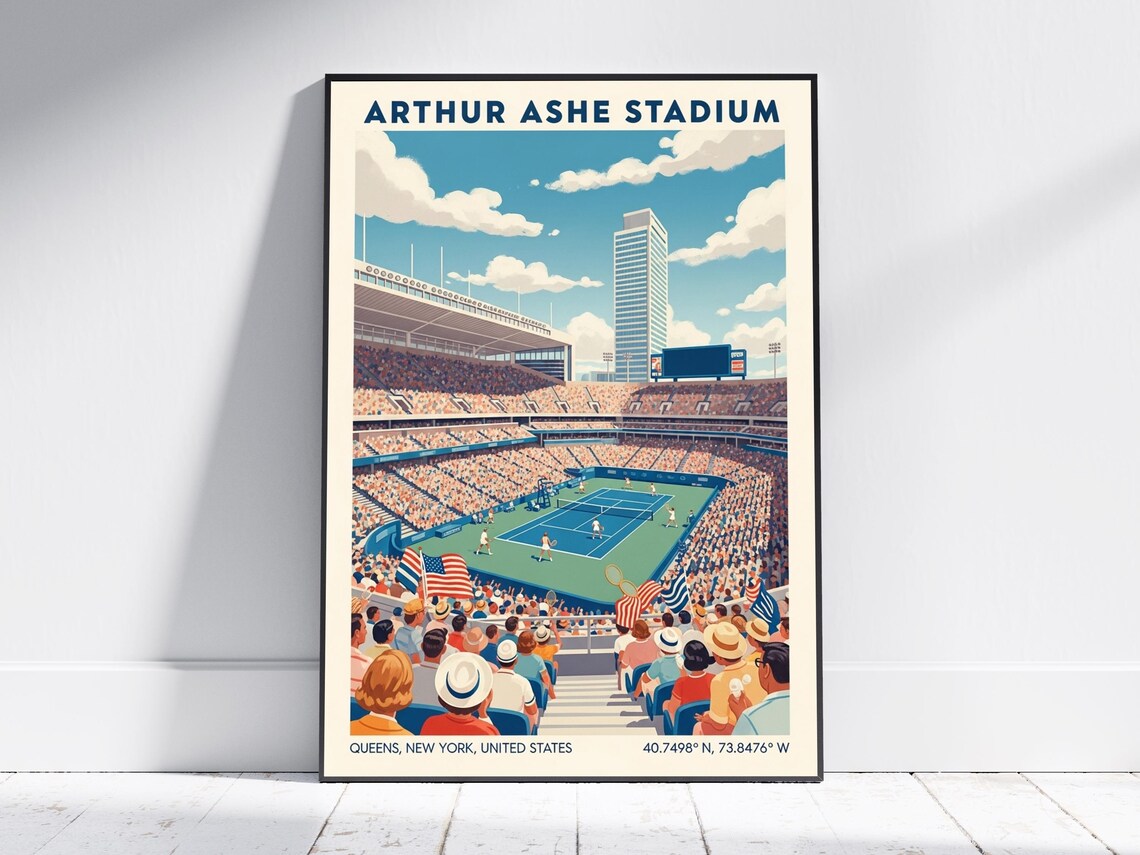Arthur Ashe Stadium Tennis Poster Queens New York Match Day Crowd Art