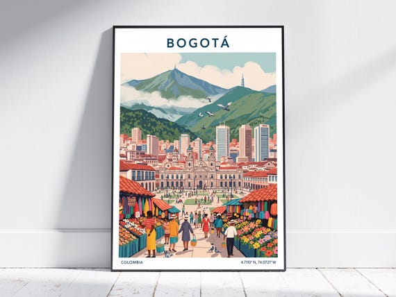 Bogot Colombia Travel Poster Vintage Art Print Retro Wall Decor For Home Or Office Modern South Artwork Gift