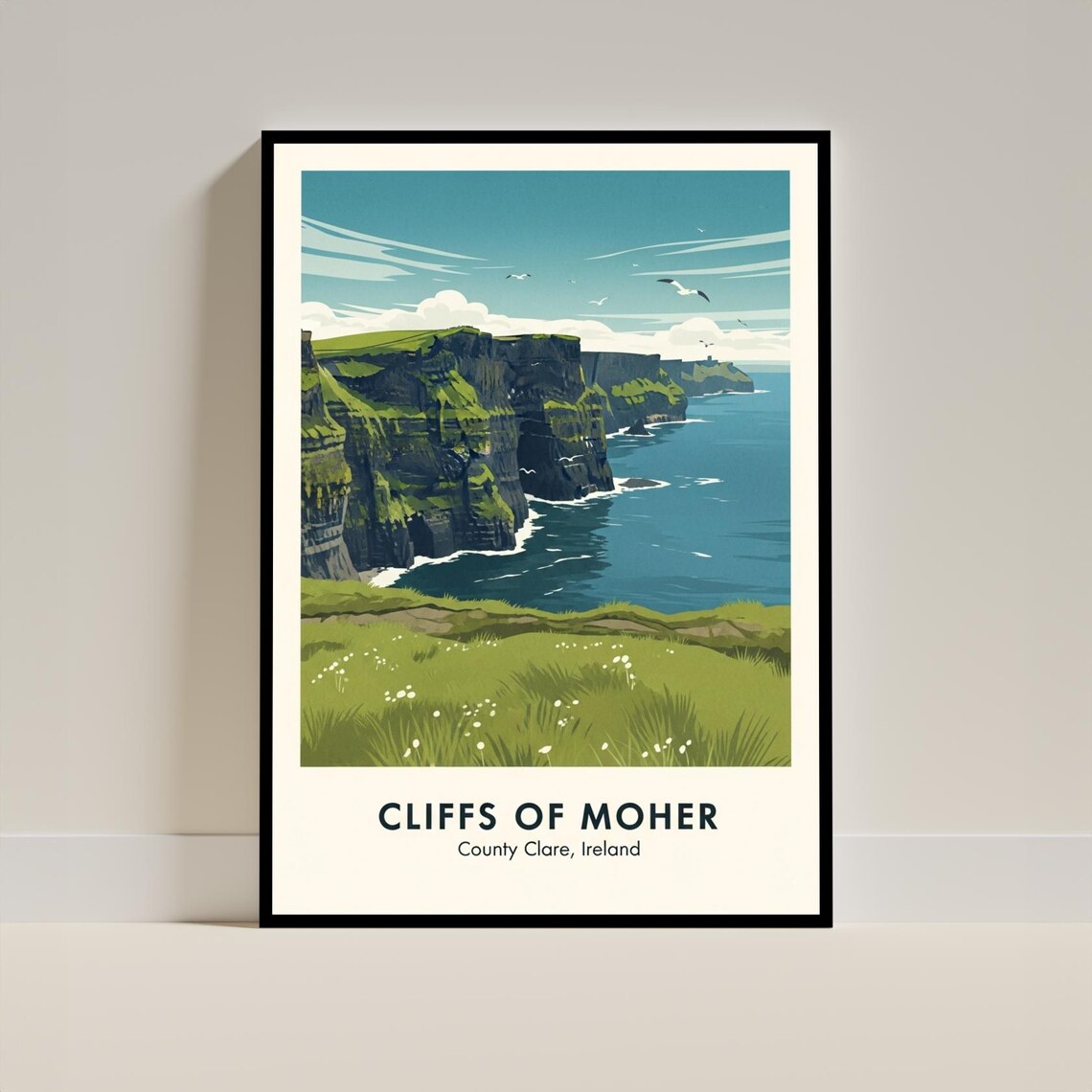 Cliffs Of Moher County Clare Ireland Sea Cliffs Vintage Travel Poster