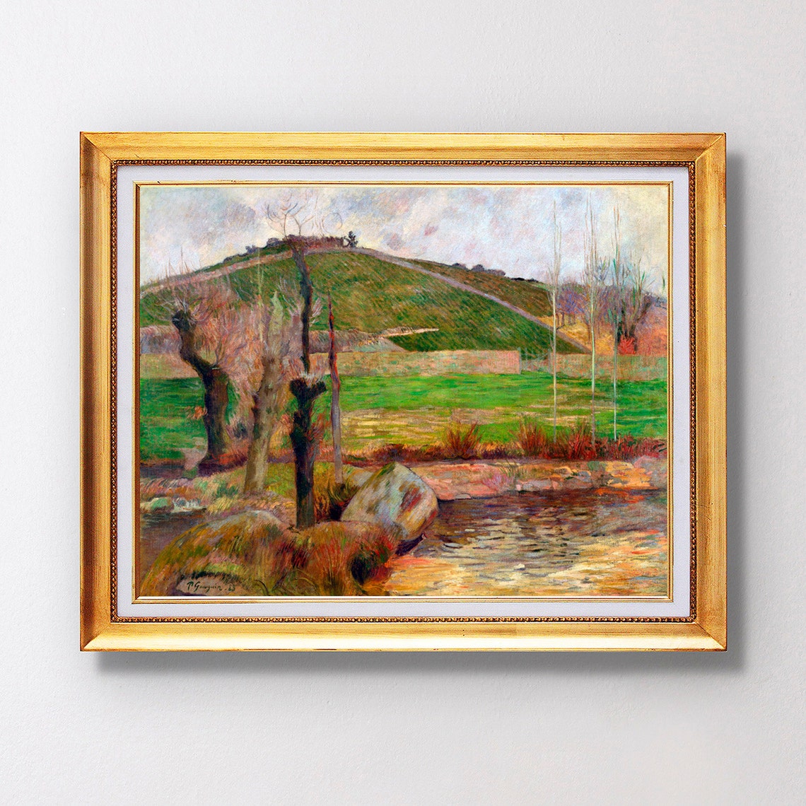 Paul Gauguin Landscape Near Pont Aven 1888 Green Hills River Poster