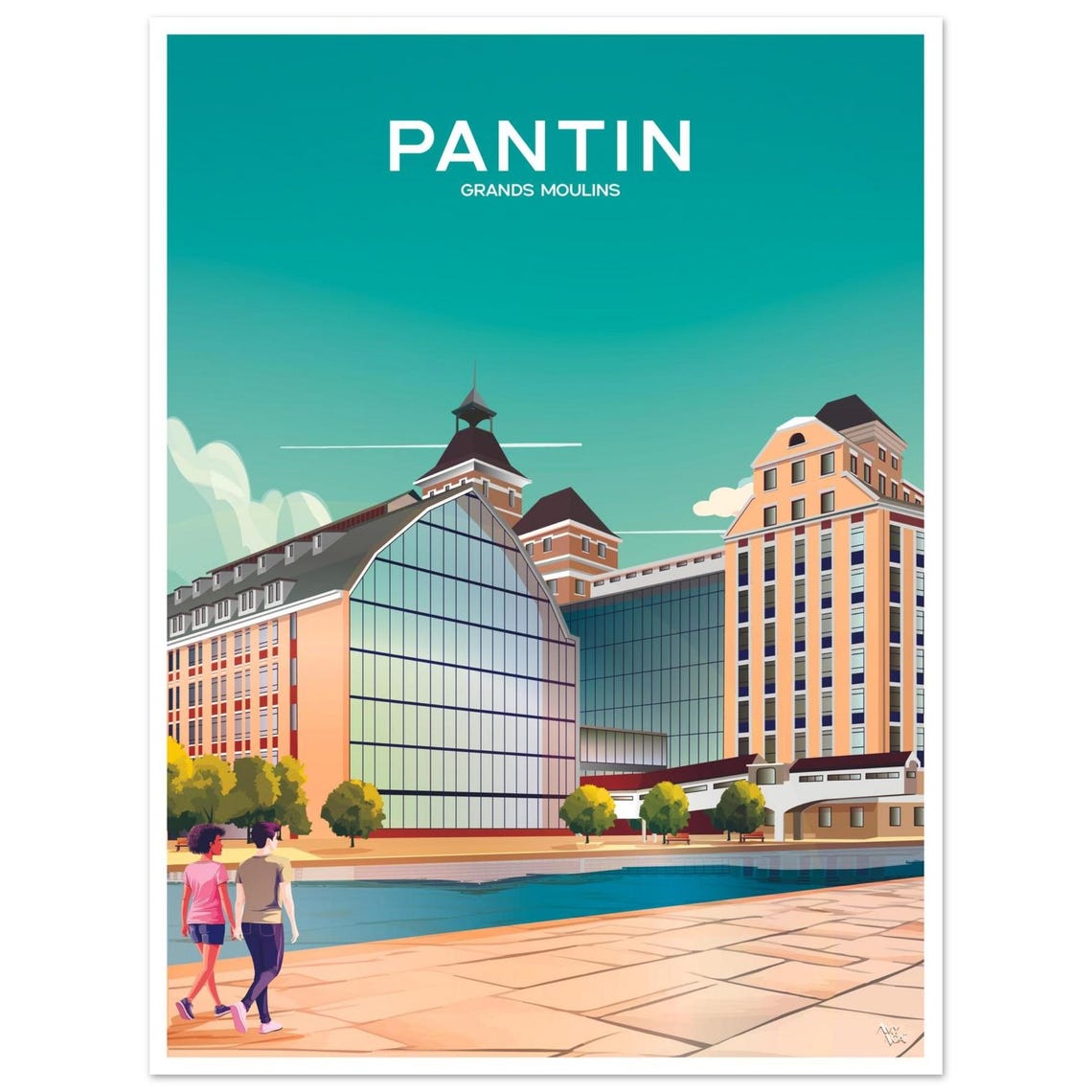 Pantin Grands Moulins France Historic Mill Building Travel Poster
