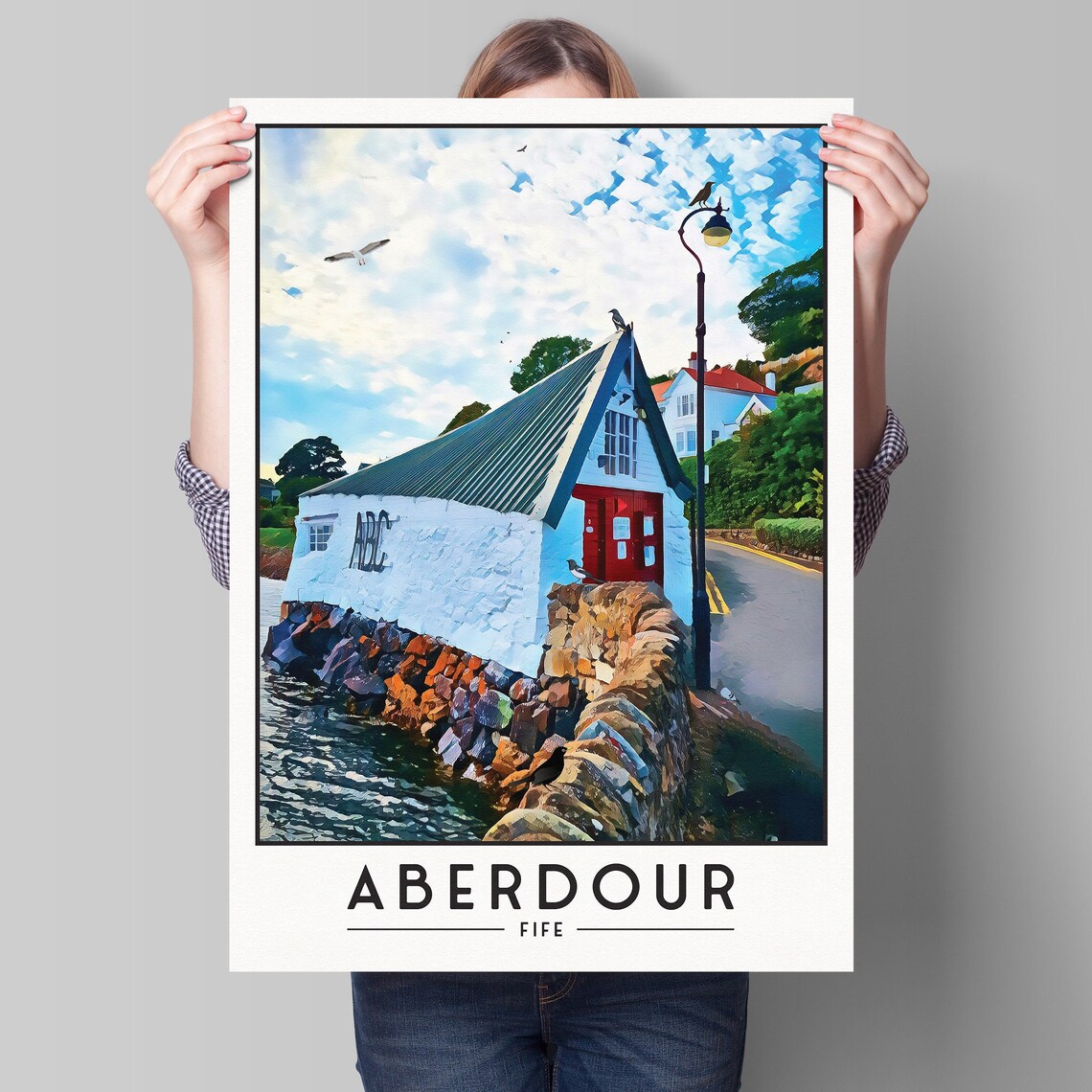 Aberdour Fife Scotland Boat Club Coastal Path Vintage Travel Poster