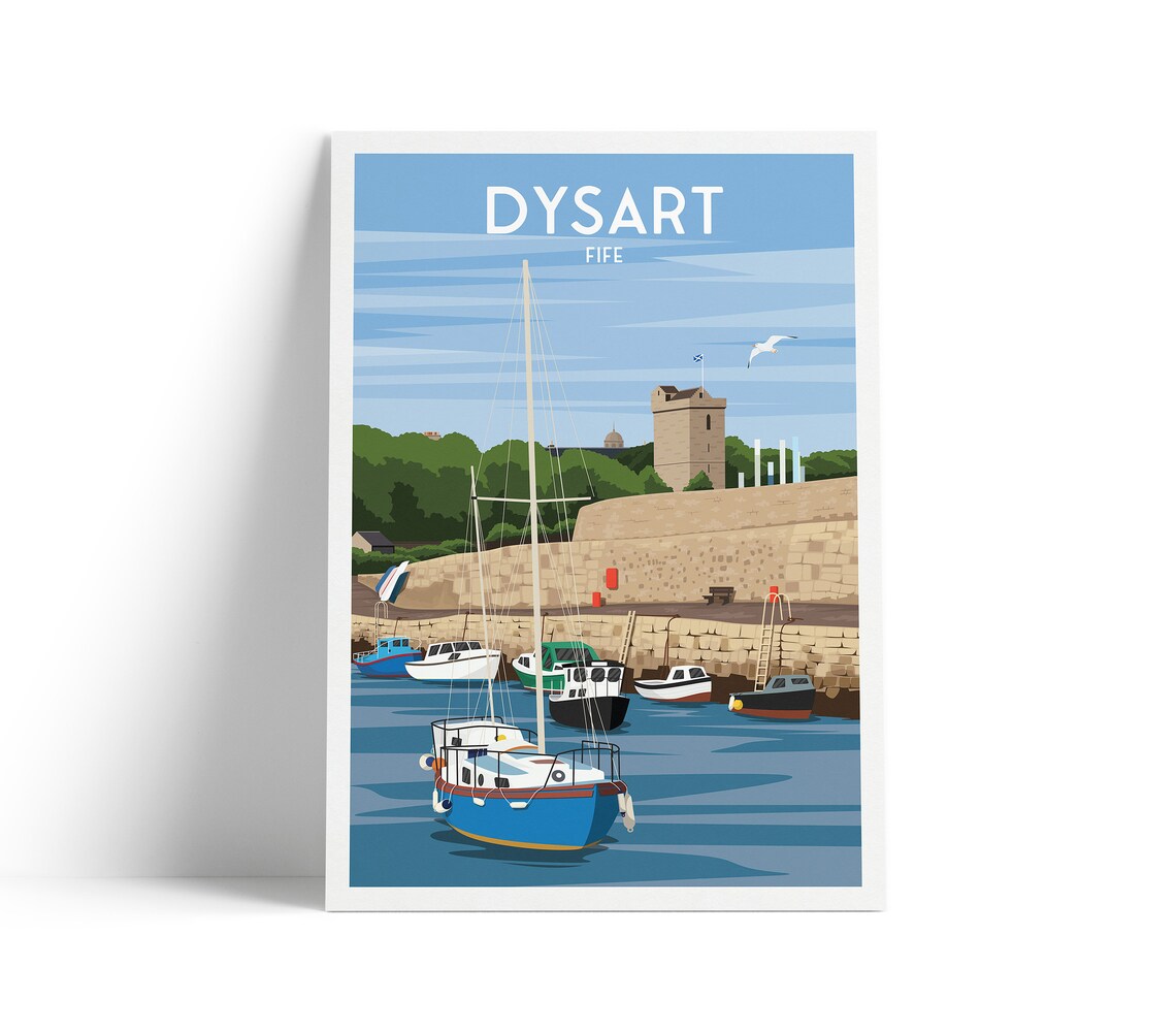 Dysart, Fife Scotland Retro Travel Poster Print