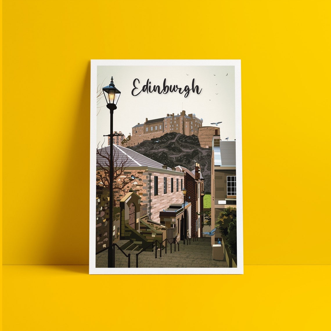 Edinburgh Castle Vennel Steps Historic Old Town Scotland Poster
