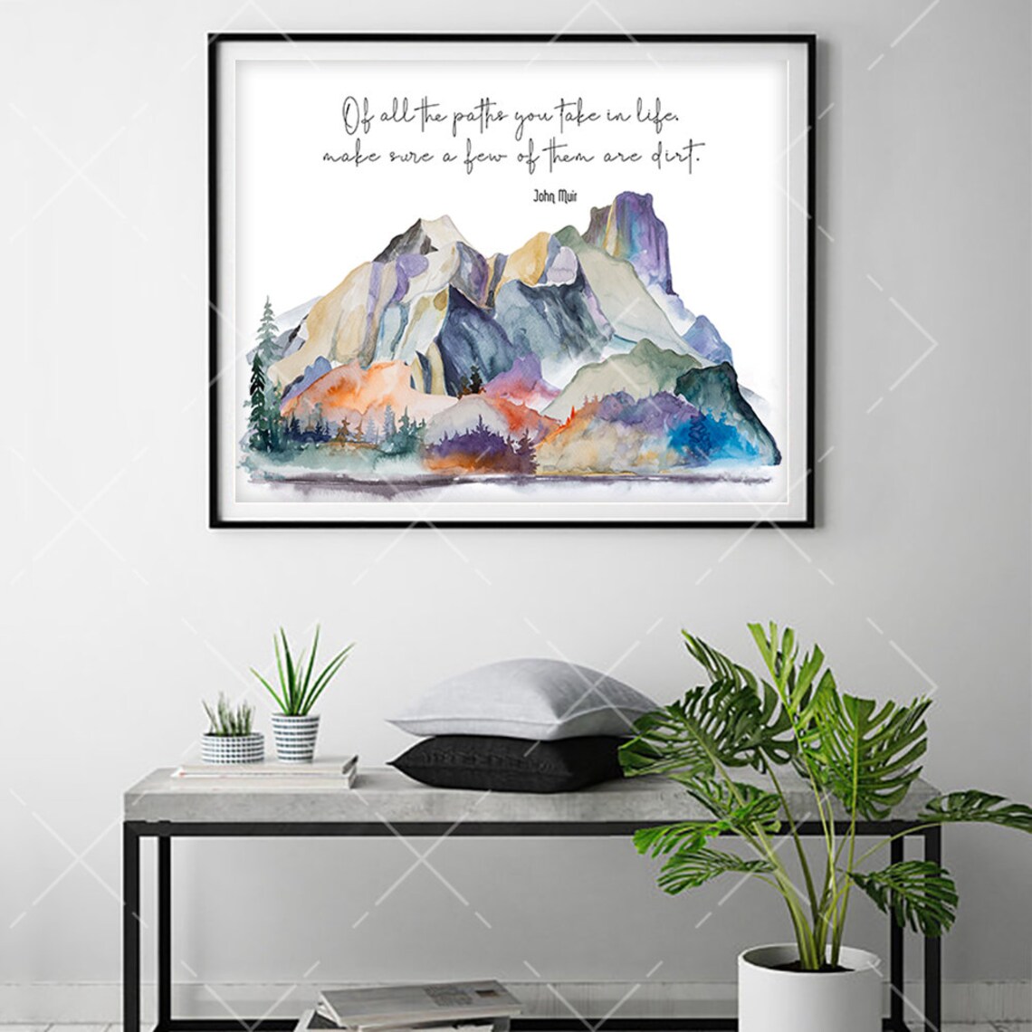 John Muir Quote Print, Watercolor Wall Art Print - Image 3