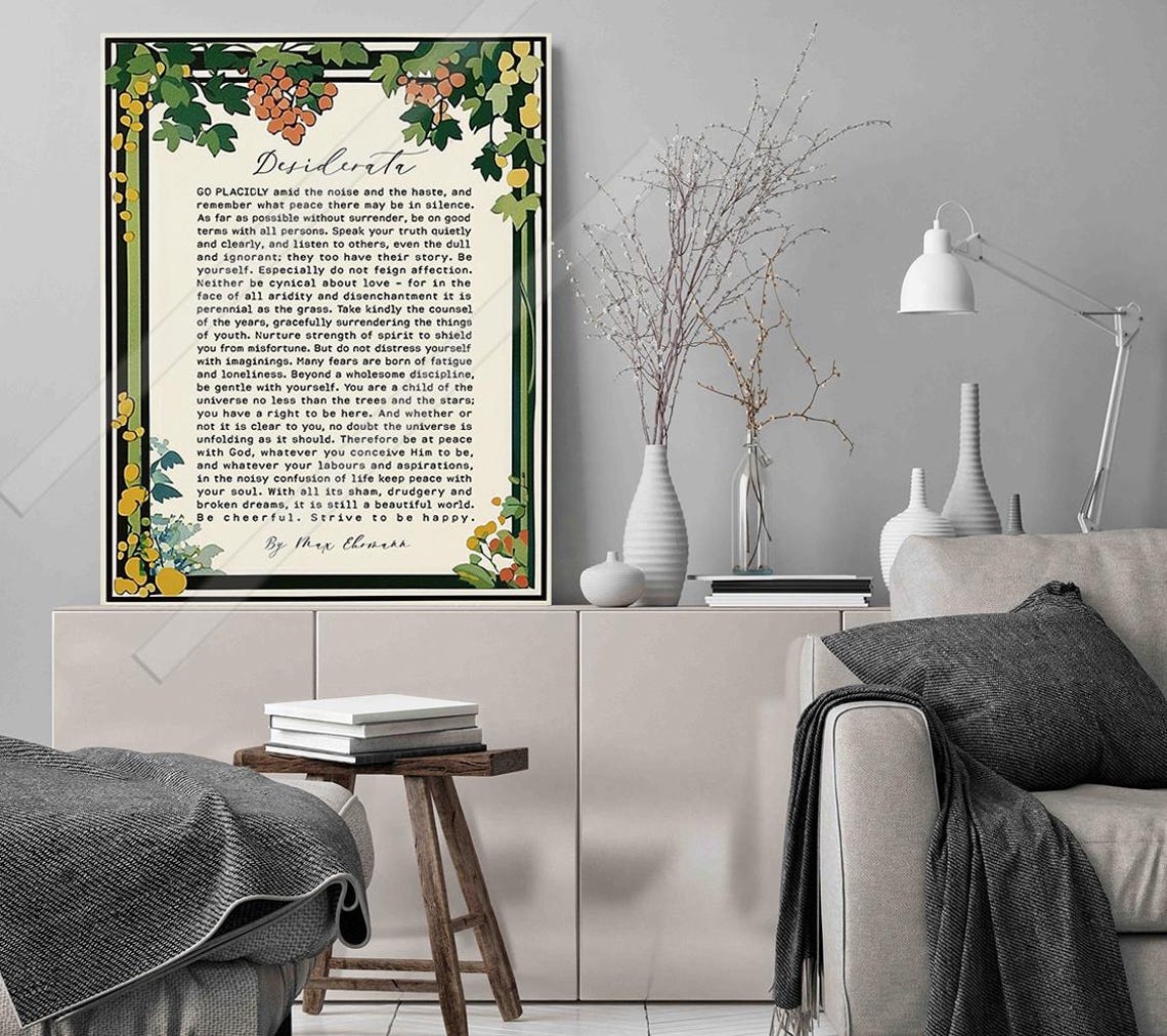Desiderata Poem Print Max Ehrmanns Inspiring Words Be Cheerful Strive To Be Happy Graduation Gift Office Decor - Image 3