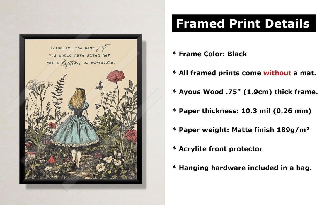 Alice In Wonderland Lifetime Of Adventure Vintage Garden Quote Print - Image 3