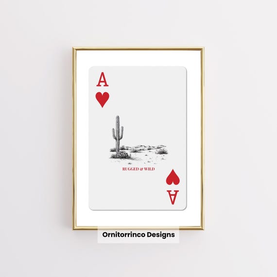 Desert Playing Card Print Vintage Western Wall Art Western Decor Western Landscape Poster Wall Art W142