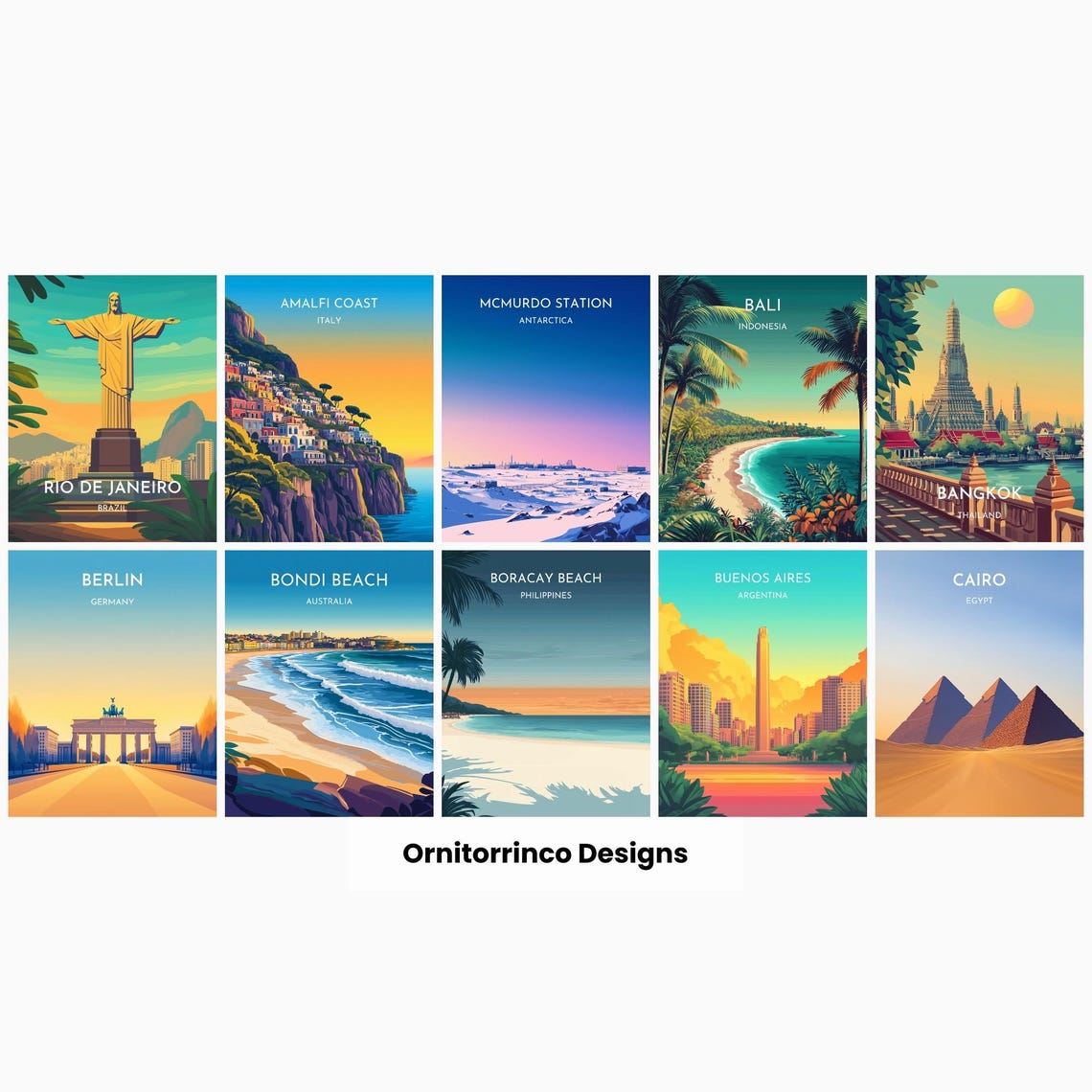 50 Retro World Travel Mega Bundle Vintage Cities Landmark Art Poster - Image 2