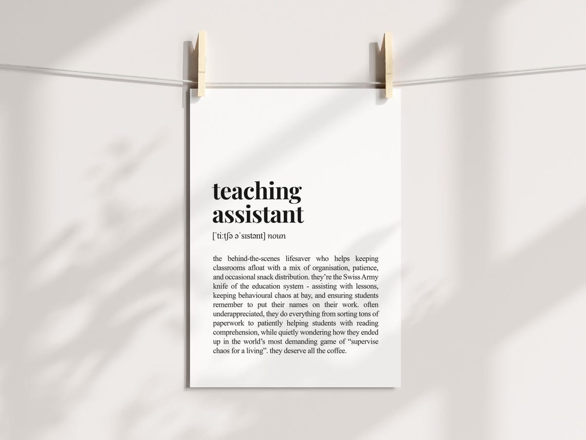 Teaching Assistant Dictionary Definition Poster Funny Classroom Gift - Image 3