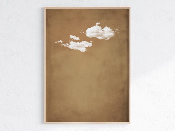 Latte Brown Cloud Wall Art Minimalist Chocolate Brown Wall Art Abstract Art Print Vintage Cloud Artwork