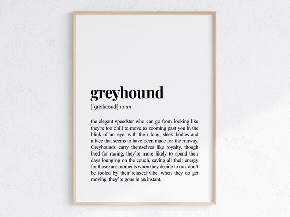 Greyhound Funny Definition Print Cheeky Gift For Dog Parent Lover Art Sarcastic Dictionary Poster