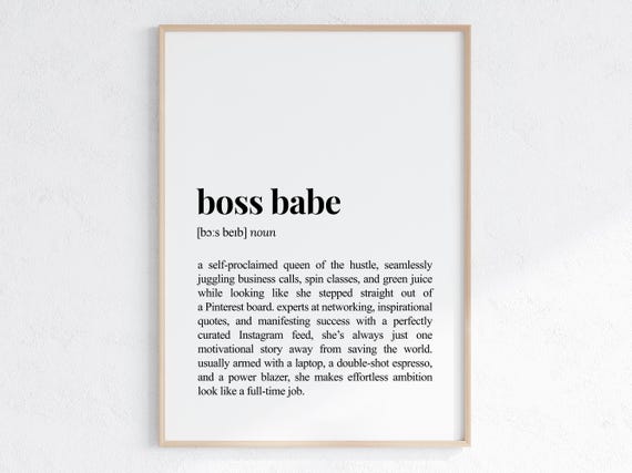 Boss Babe Funny Dictionary Definition Poster for Girl Boss Wall Decor