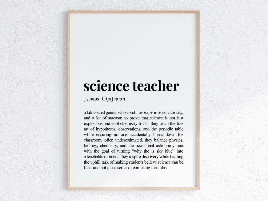 Science Teacher Dictionary Definition Poster Funny Classroom Gift