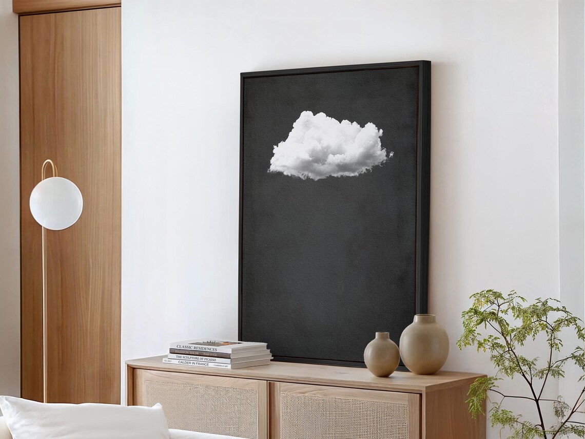Dark Grey Cloud Abstract Wall Art Print, Vintage - Image 2