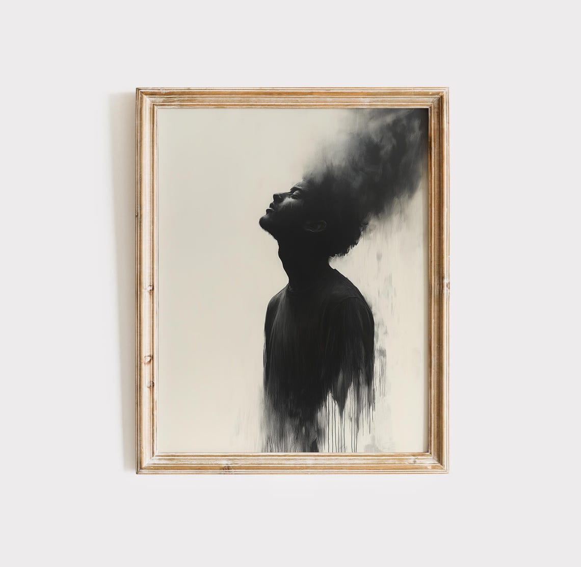Rising Smoke Man Silhouette Portrait Black Ink Abstract Poster